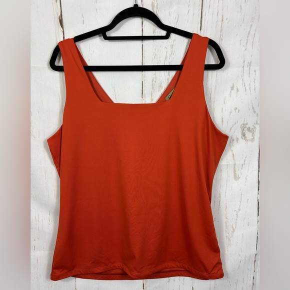 NWT Boutique Essentials Reversible Sleeveless Top Square via V Neck Brick Orange - Picture 1 of 3